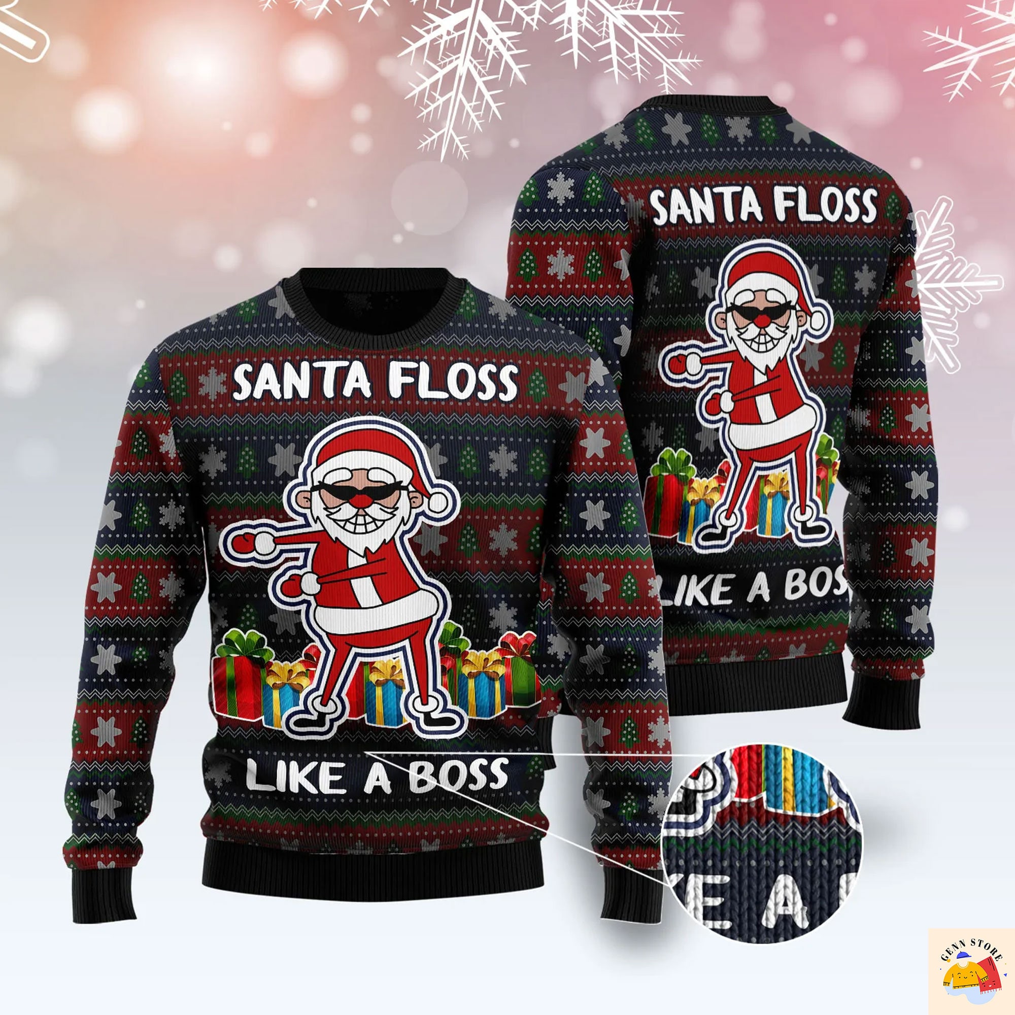 Santa Floss Ugly Christmas Sweater