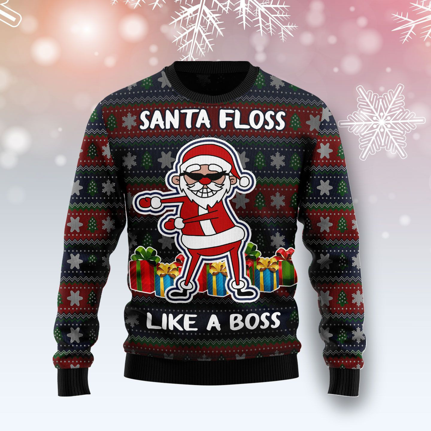 Santa Floss Ugly Christmas Sweater, Perfect Holiday Gift