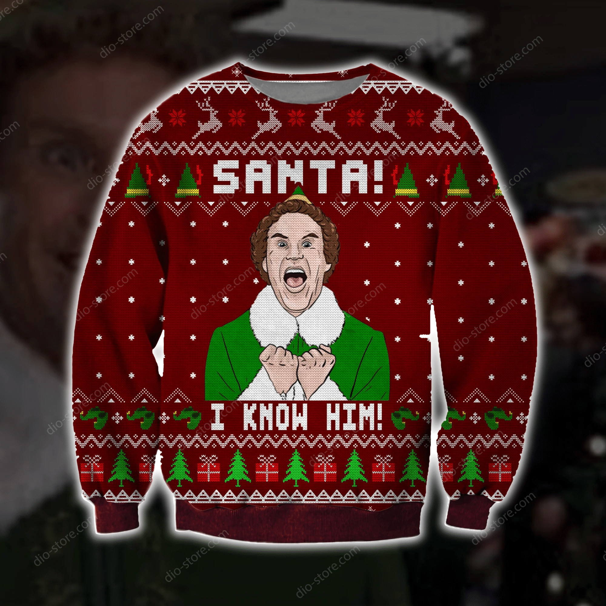 Santa I Know Him Knitting Pattern 3D Print Ugly Christmas Sweater