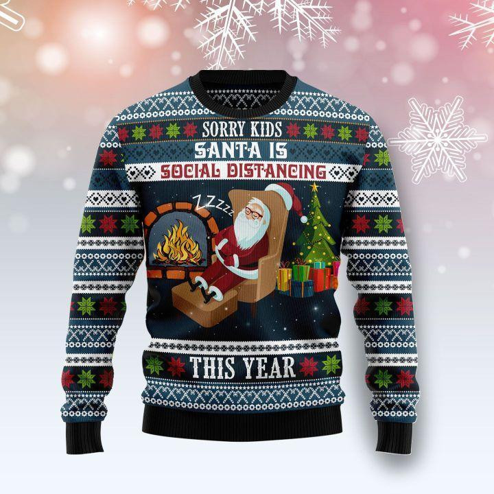Santa Is Social Distancing Ugly Christmas Sweater, Perfect Holiday Gift