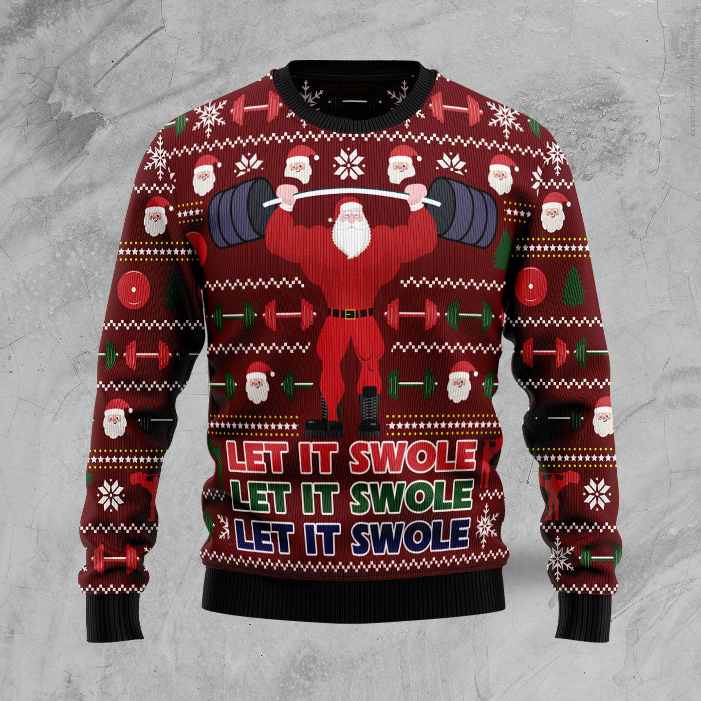 Santa Let It Swole Ugly Christmas Sweater, Perfect Holiday Gift