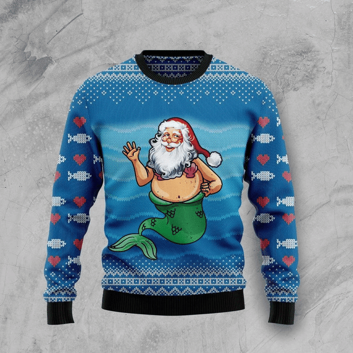 Santa Mermaid Ugly Christmas Sweater, Perfect Holiday Gift