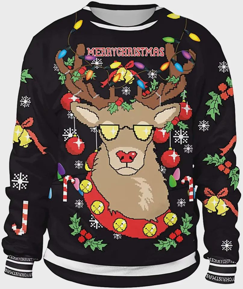 Santa Reindeer Christmas For Unisex Ugly Christmas Sweater,
