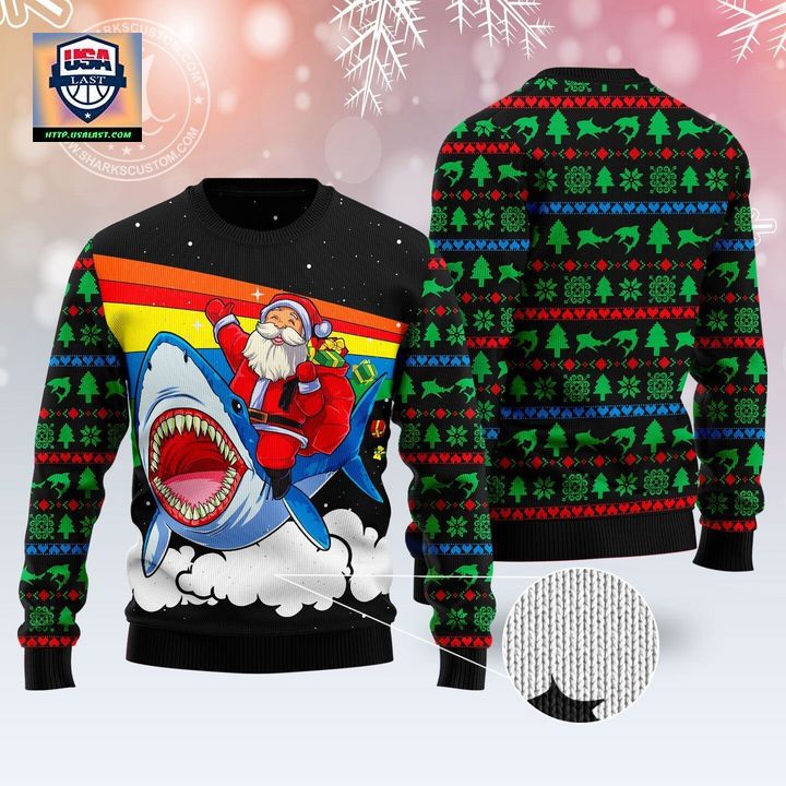 Santa Riding Shark Unisex 3D Ugly Christmas 3D Sweater