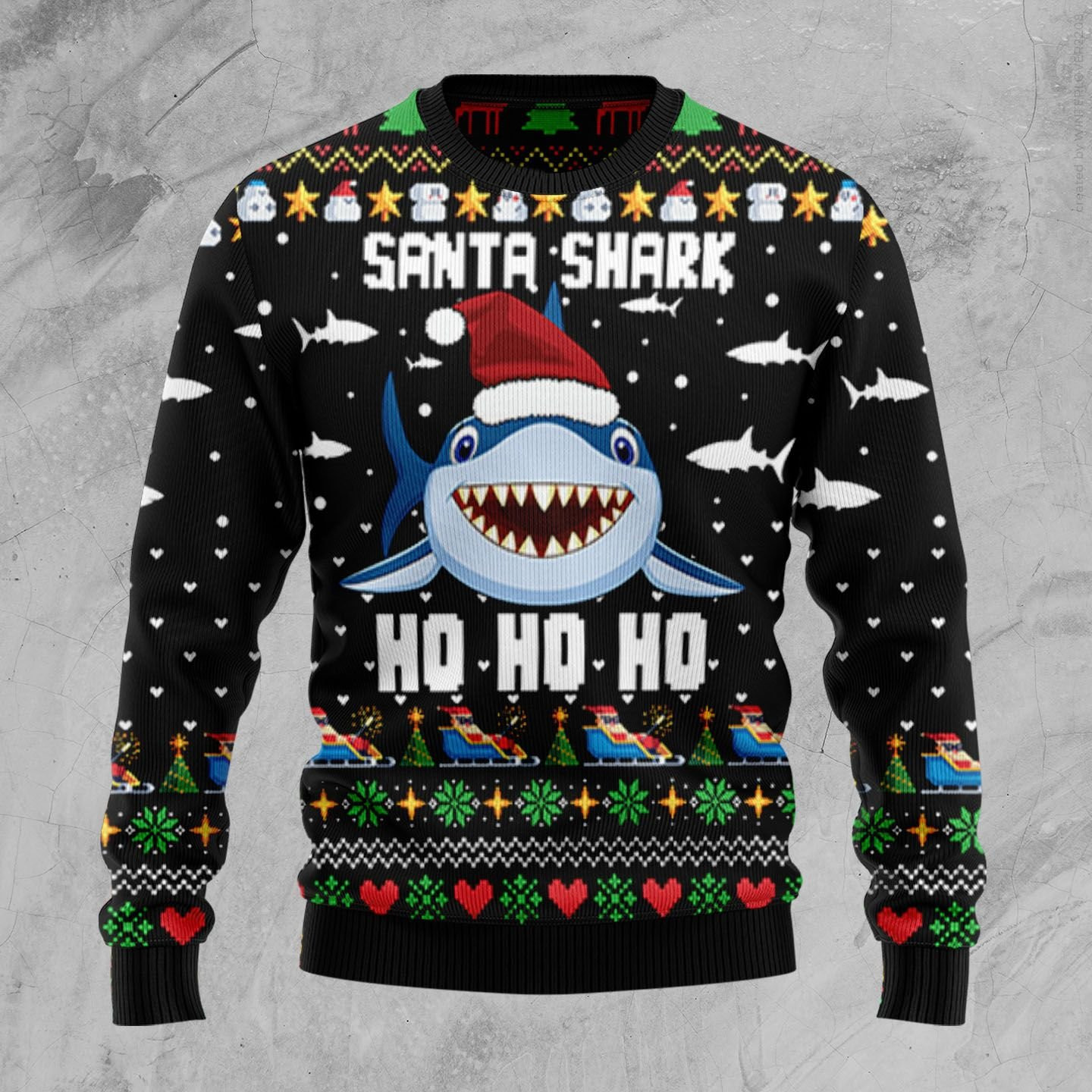 Santa Shark Ho Ho Ho Ugly Christmas Sweater, Perfect Holiday Gift