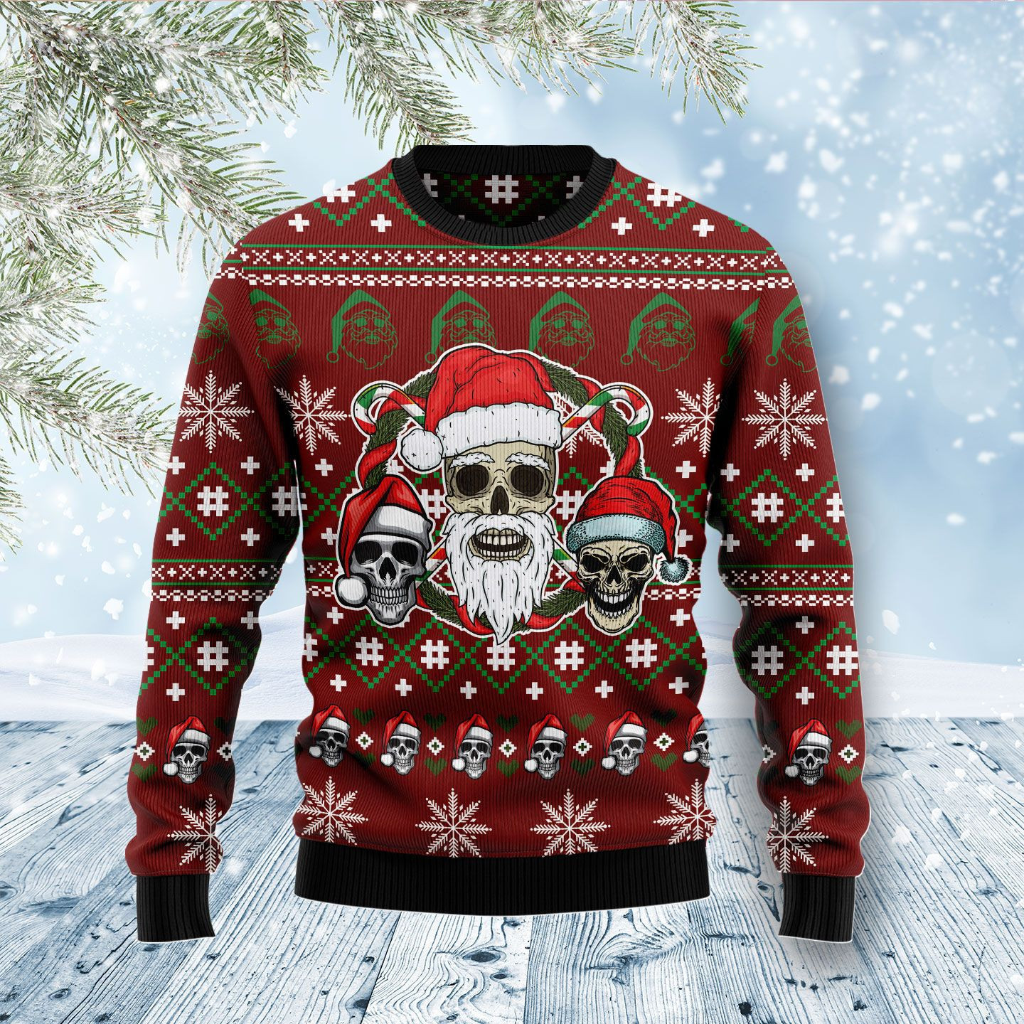 Santa Skull Ugly Christmas Sweater, Perfect Holiday Gift