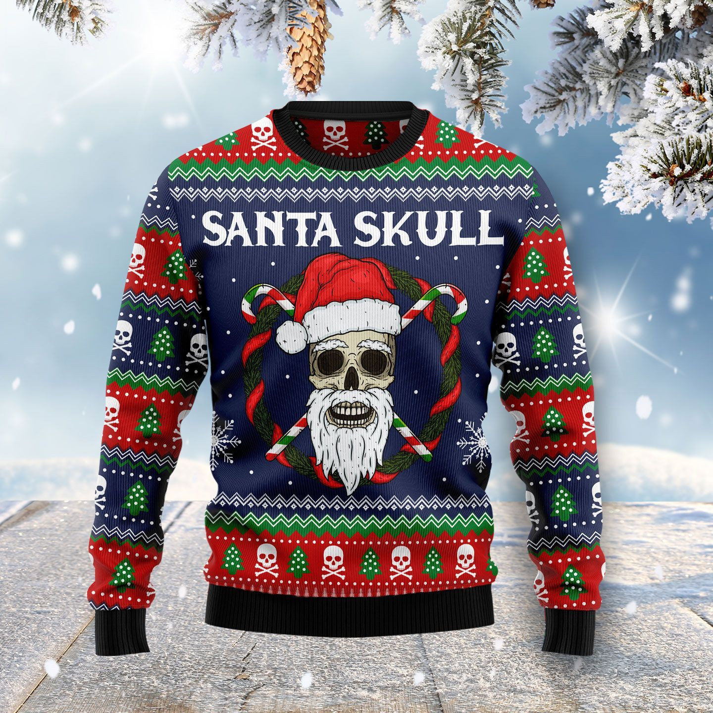 Santa Skull Ugly Christmas Sweater, Perfect Holiday Gift