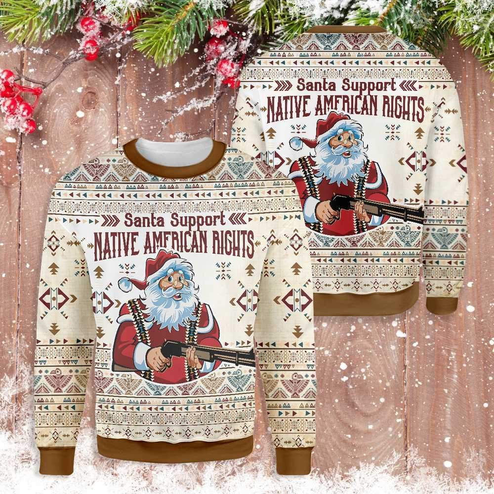 Santa Support Native Ugly Christmas Sweater, Perfect Holiday Gift