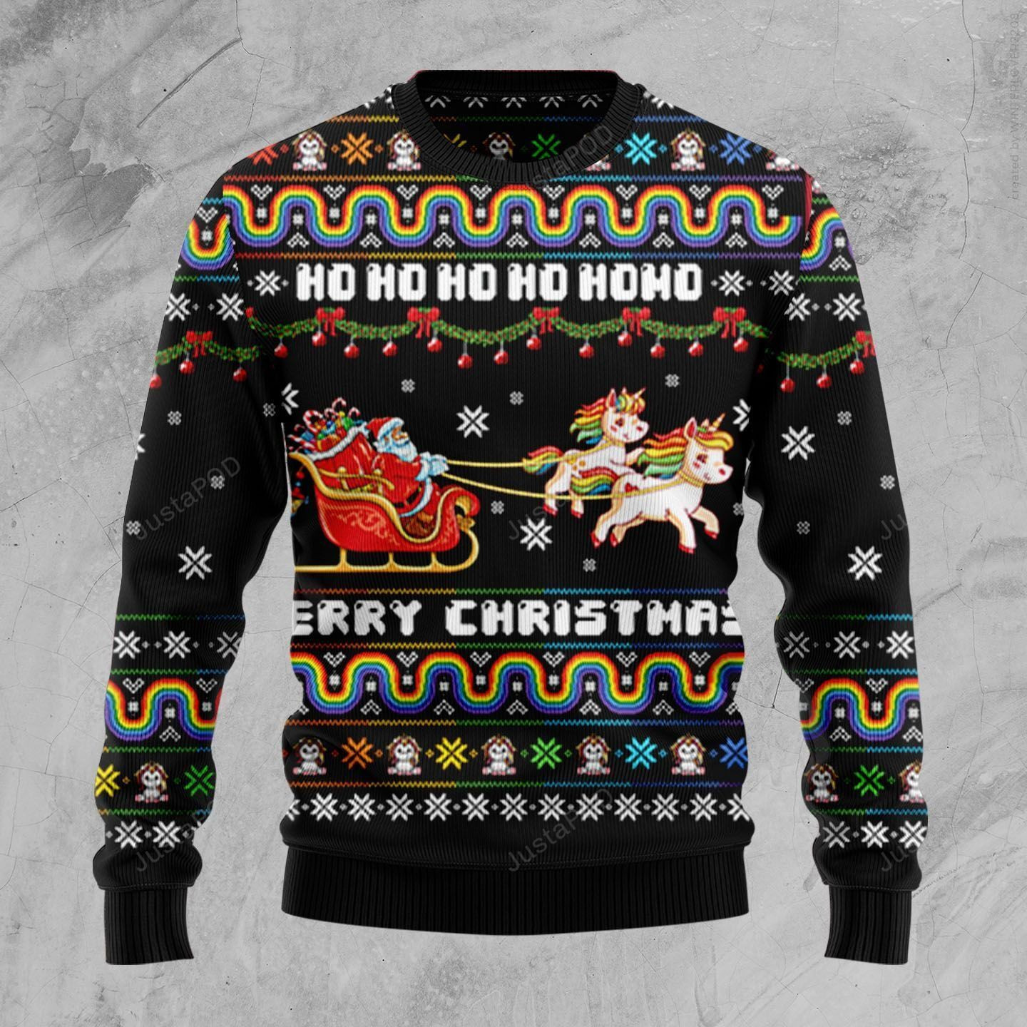 Santa Unicorn Sleigh Ugly Christmas Sweater, Perfect Holiday Gift
