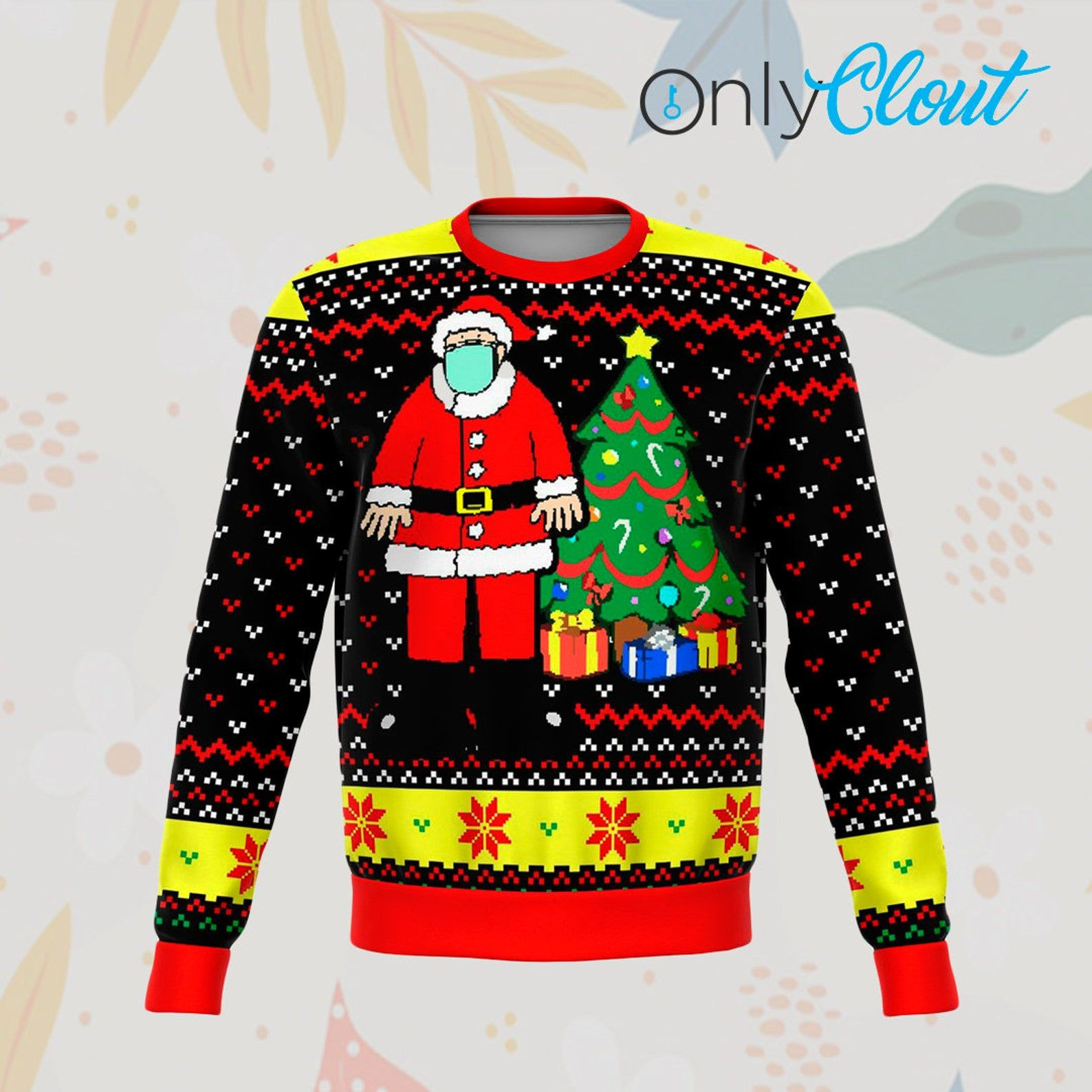 Santa Wearing Mask Dank Ugly Christmas Sweater,