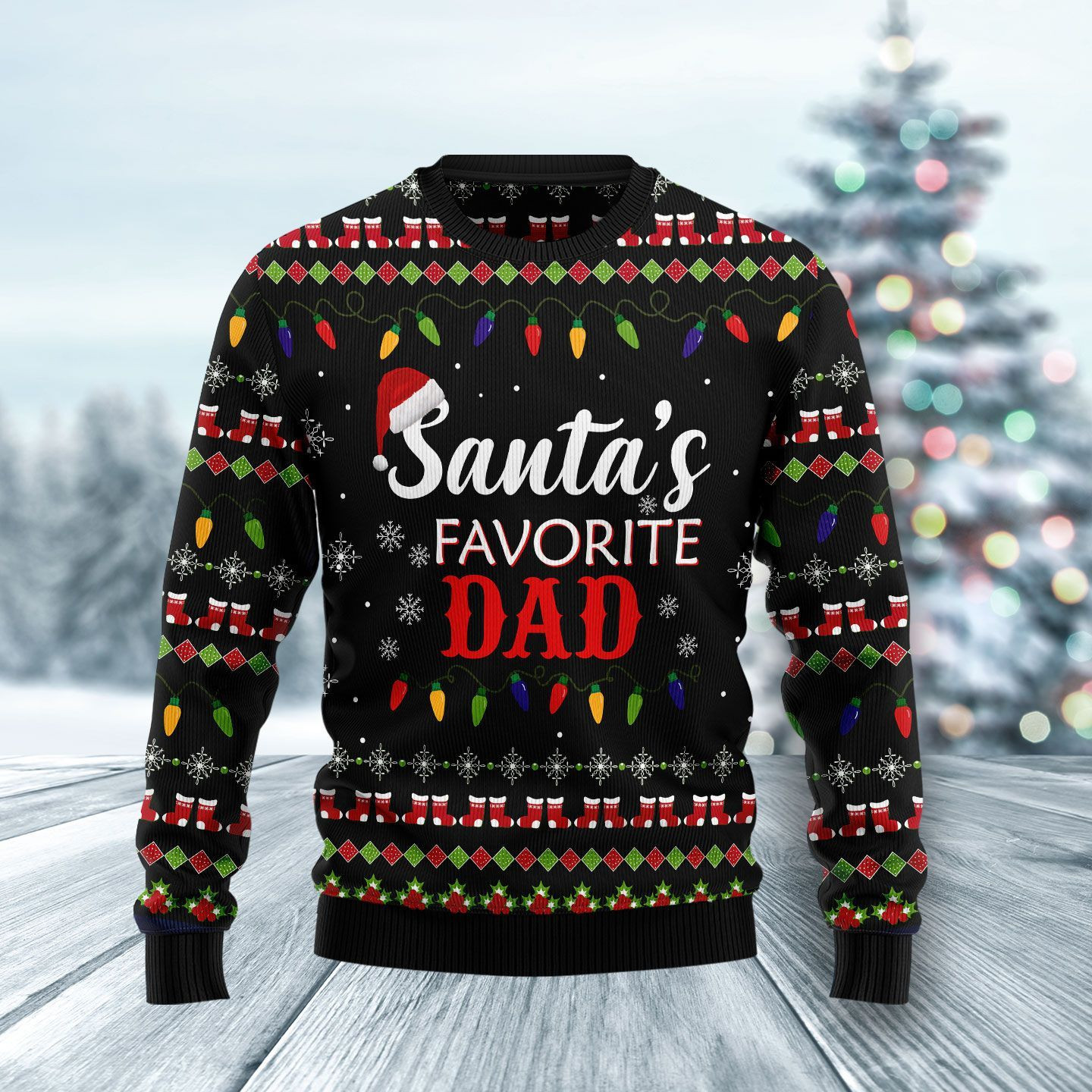Santa'S Favorite Dad Ugly Christmas Sweater,