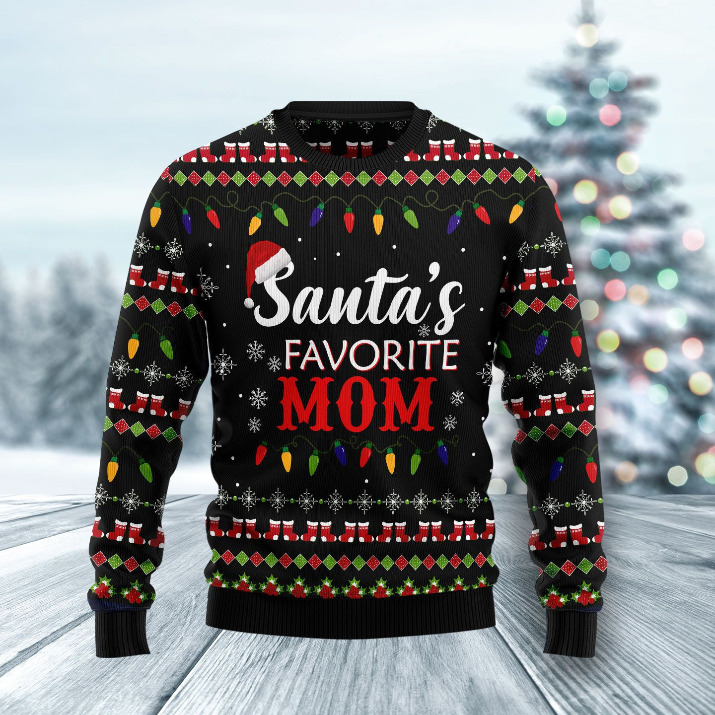 Santas Favorite Mom Ugly Christmas Sweater, Perfect Holiday Gift