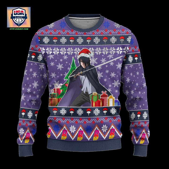 Sasuke Uchiha Anime Ugly Christmas Sweater Custom Boruto Xmas Gift