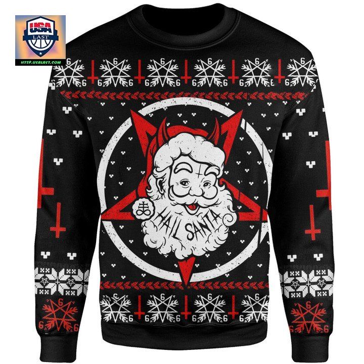 Satanic Christmas Sweater Hail Santa