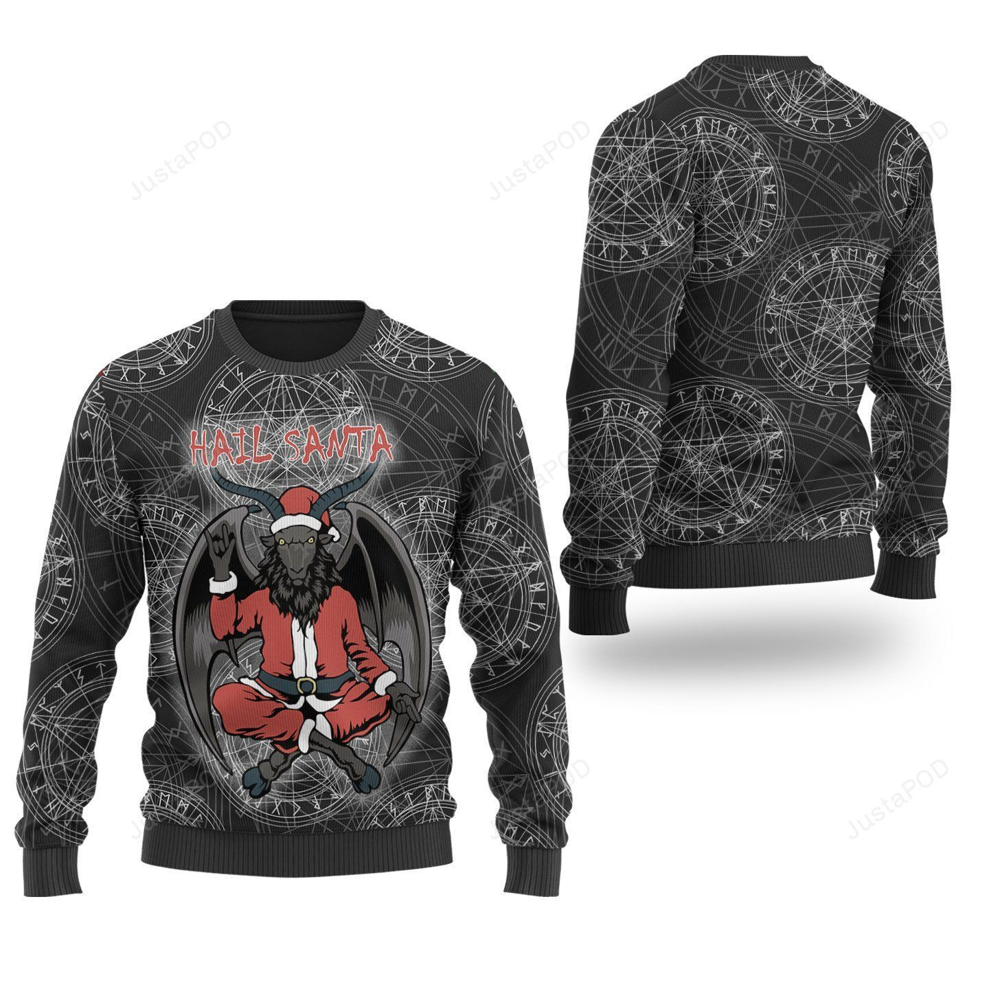 Satanic Pentagram Hail Santa Ugly Christmas Sweater, Perfect Holiday Gift