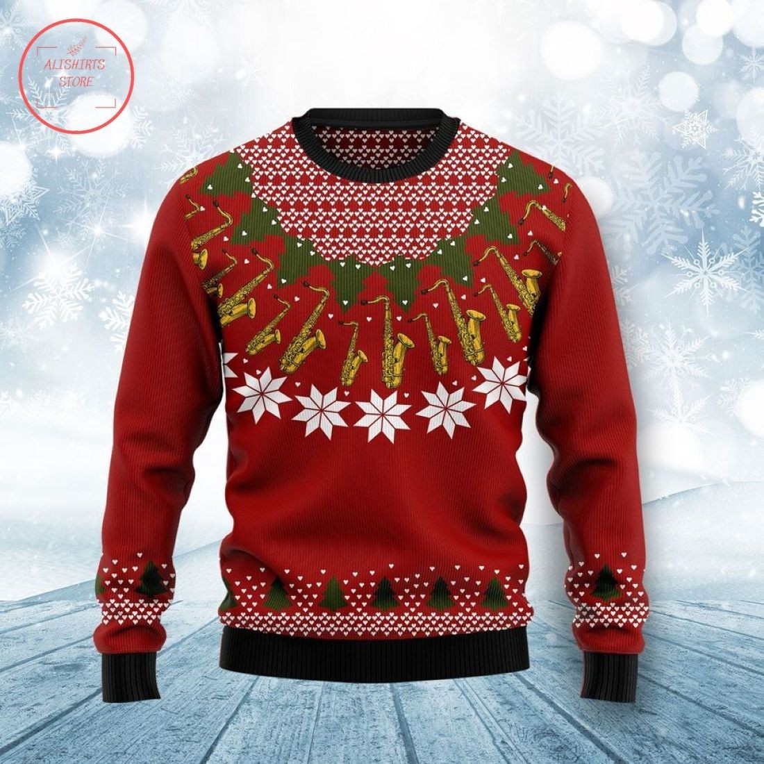 Saxophone Lover Ugly Christmas Sweater,