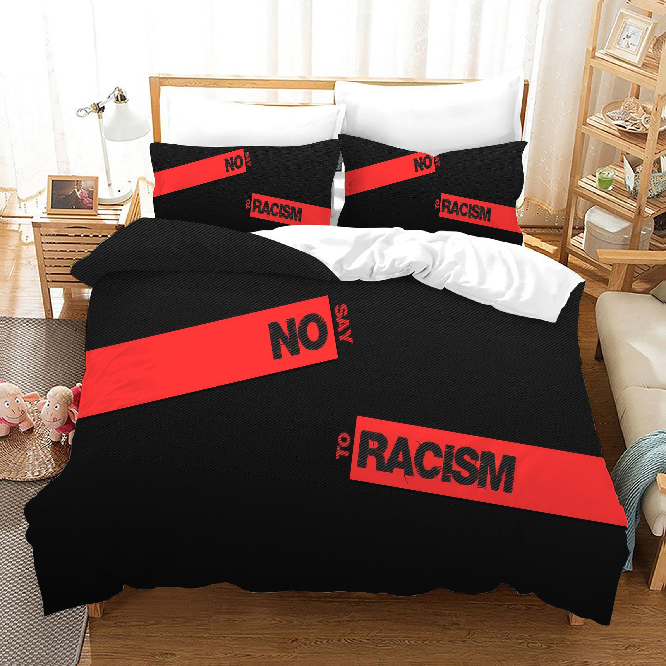 Say No To Racism Duvet Cover Quilt Cover Pillowcase Bedding Set Bed Linen Home Bedroom Decor