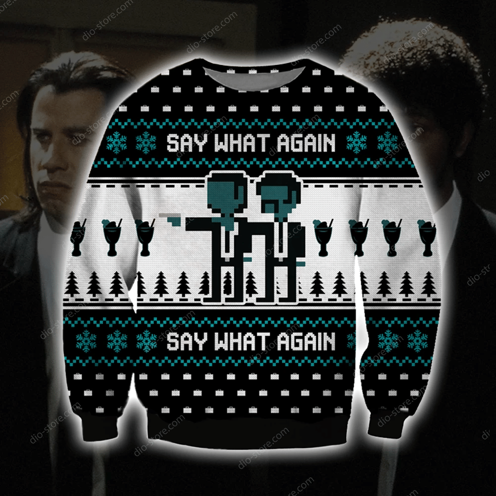Say What Again Knitting Pattern 3D Print Ugly Christmas Sweater