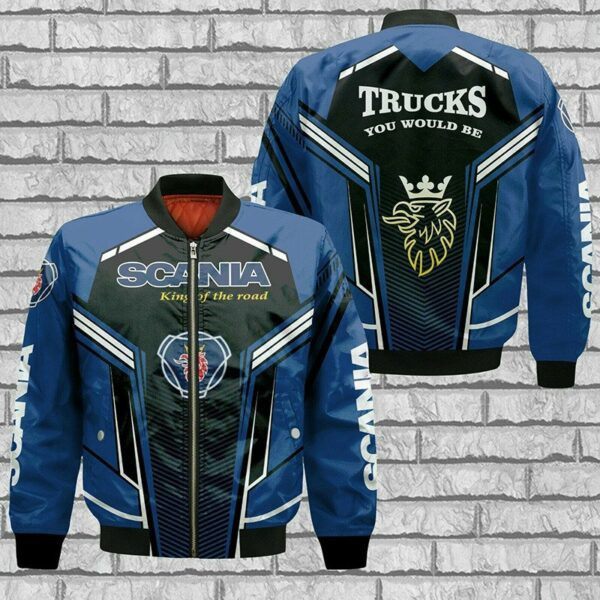 Scania Trucks Blue Skull Bomber Jacket | Streetwear Jacket for Men & Women | Fan Gift
