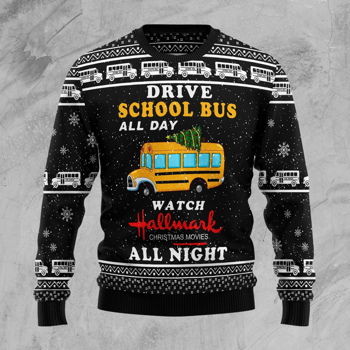 School Bus All Day Ugly Christmas Sweater Perfect Holiday Gift