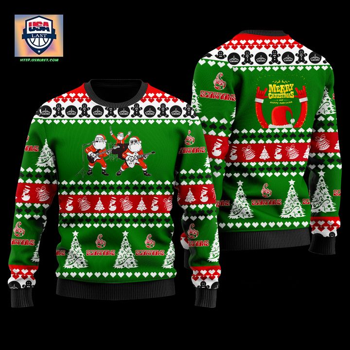 Scorpions Green 3D Ugly Christmas Sweater