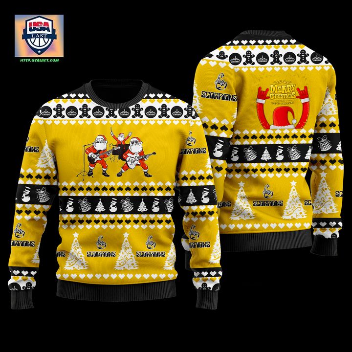 Scorpions Yellow 3D Ugly Christmas Sweater