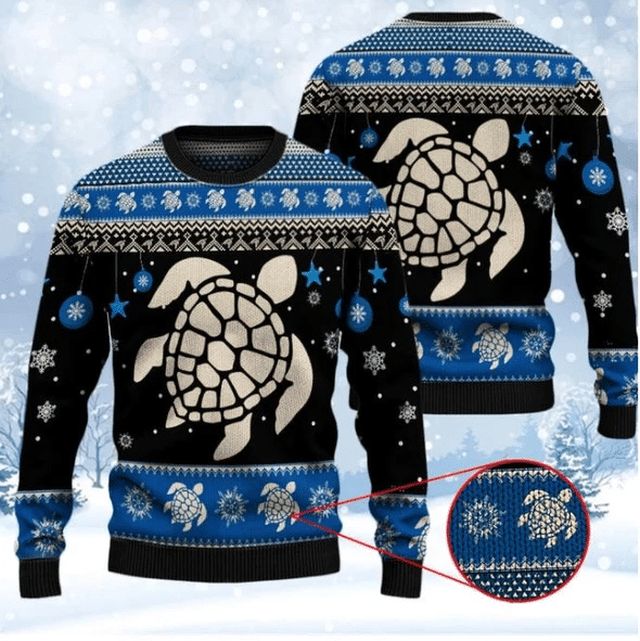 Sea Turtle Winter Ugly Christmas Sweater, Perfect Holiday Gift