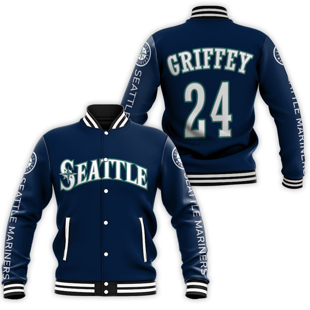 Seattle Mariners 24 Griffey Jersey Varsity Baseball Jacket for Men & Women | MLB Fan Gift