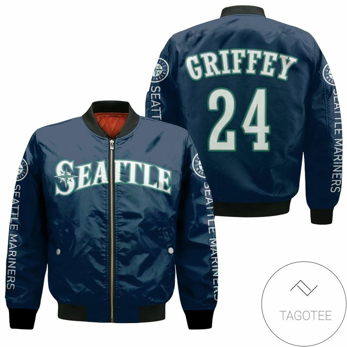 Seattle Mariners 24 Griffey Navy Bomber Jacket | MLB Team Jacket for Men & Women | Baseball Fan Gift