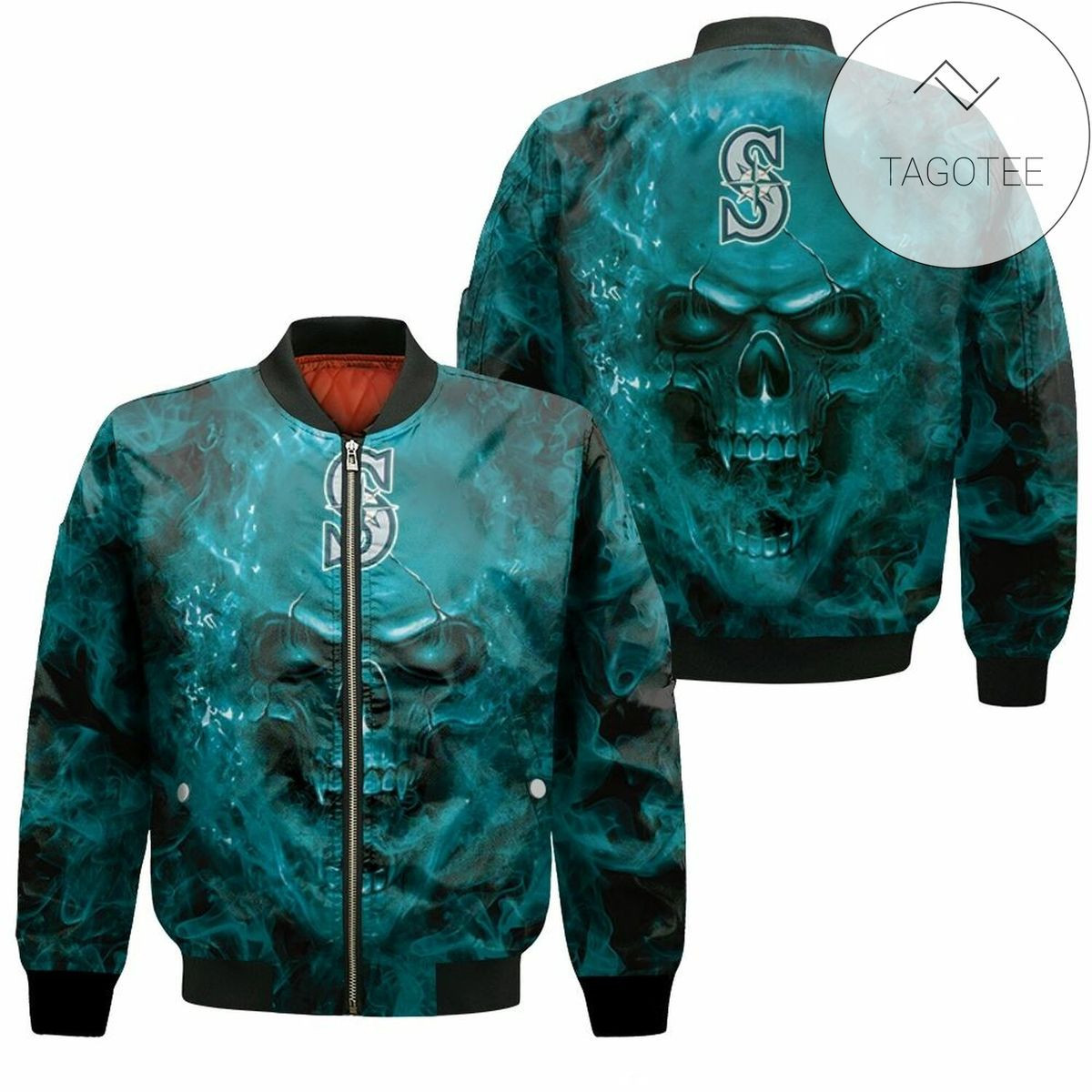 Seattle Mariners Fans Skull Bomber Jacket | MLB Team Jacket for Men & Women | Baseball Fan Gift