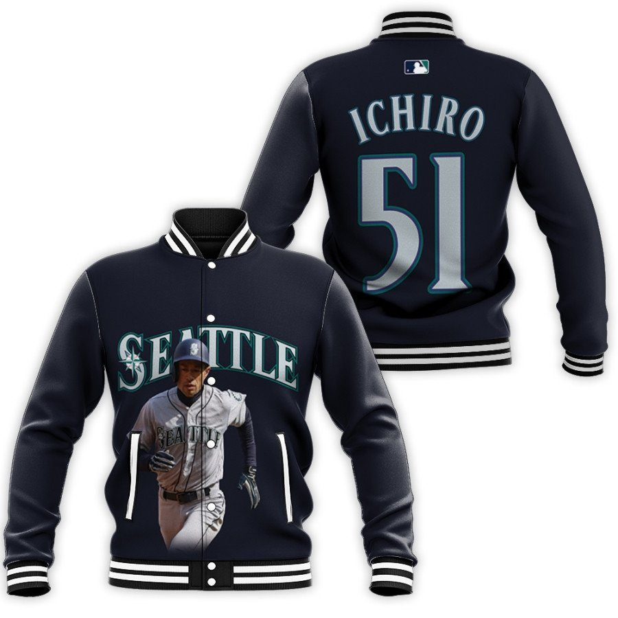 Seattle Mariners Ichiro Suzuki 51 Navy Varsity Baseball Jacket for Men & Women | MLB Fan Gift