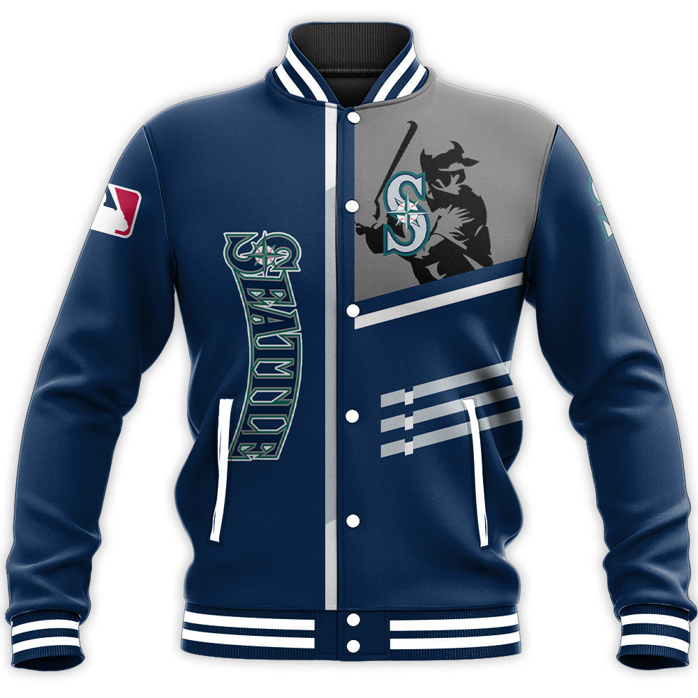 Seattle Mariners Personalized Name Number Navy Varsity Baseball Jacket for Men & Women | MLB Team Fan Gift