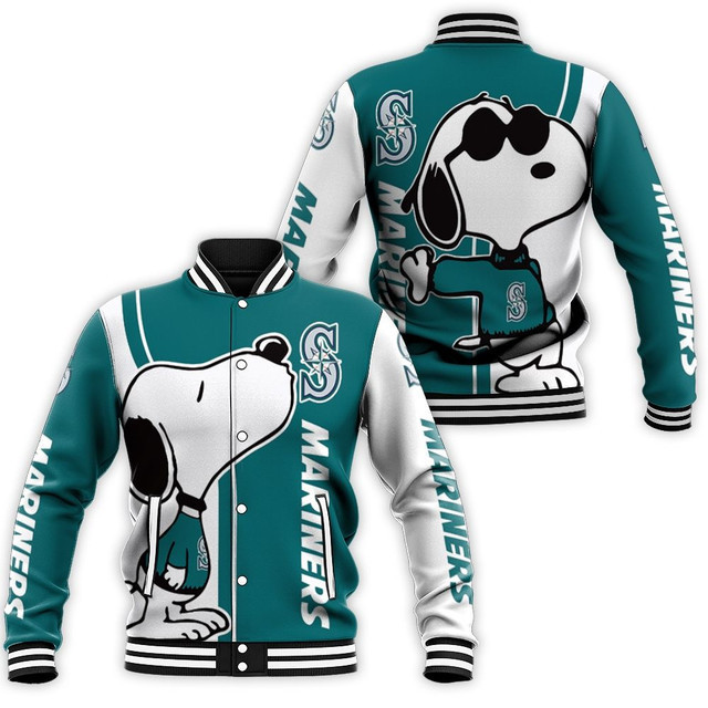Seattle Mariners Snoopy Varsity Baseball Jacket for Men & Women | MLB Fan Gift