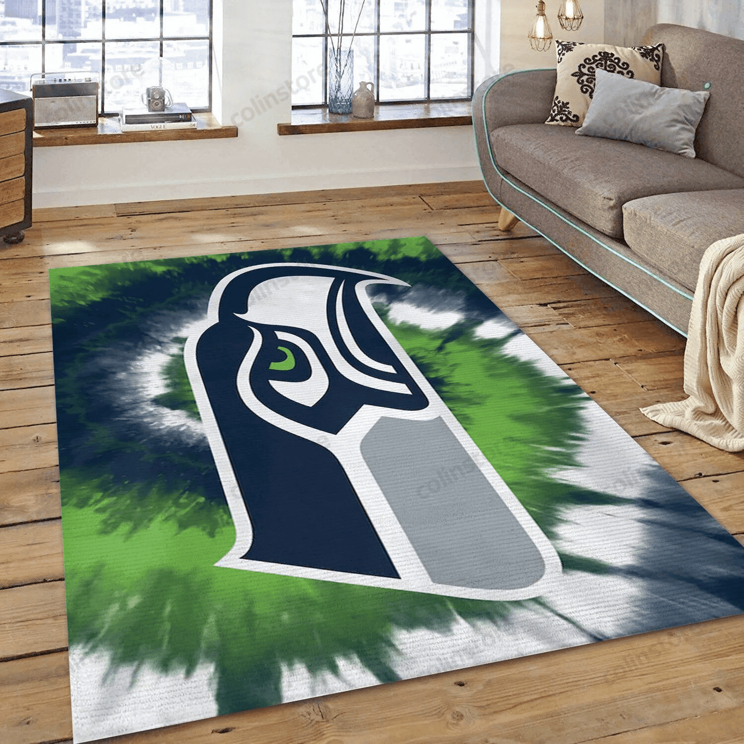 Seattle Seahawks 1976 3D Rectangle Area Rug – Full Print Carpet For Living Room & Bedroom Home Decor