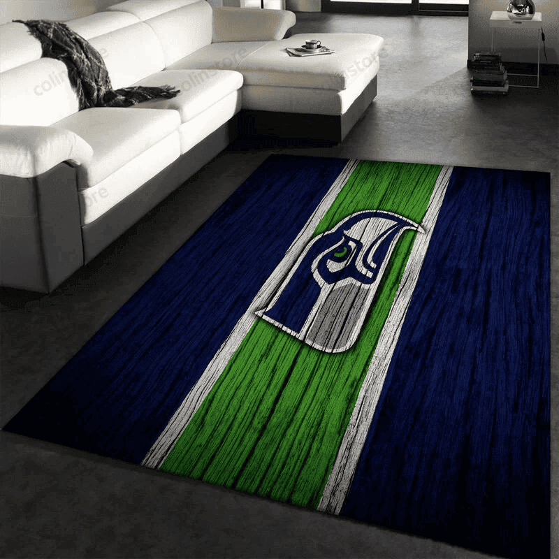 Seattle Seahawks 26 3D Rectangle Area Rug – Full Print Carpet For Living Room & Bedroom Home Decor