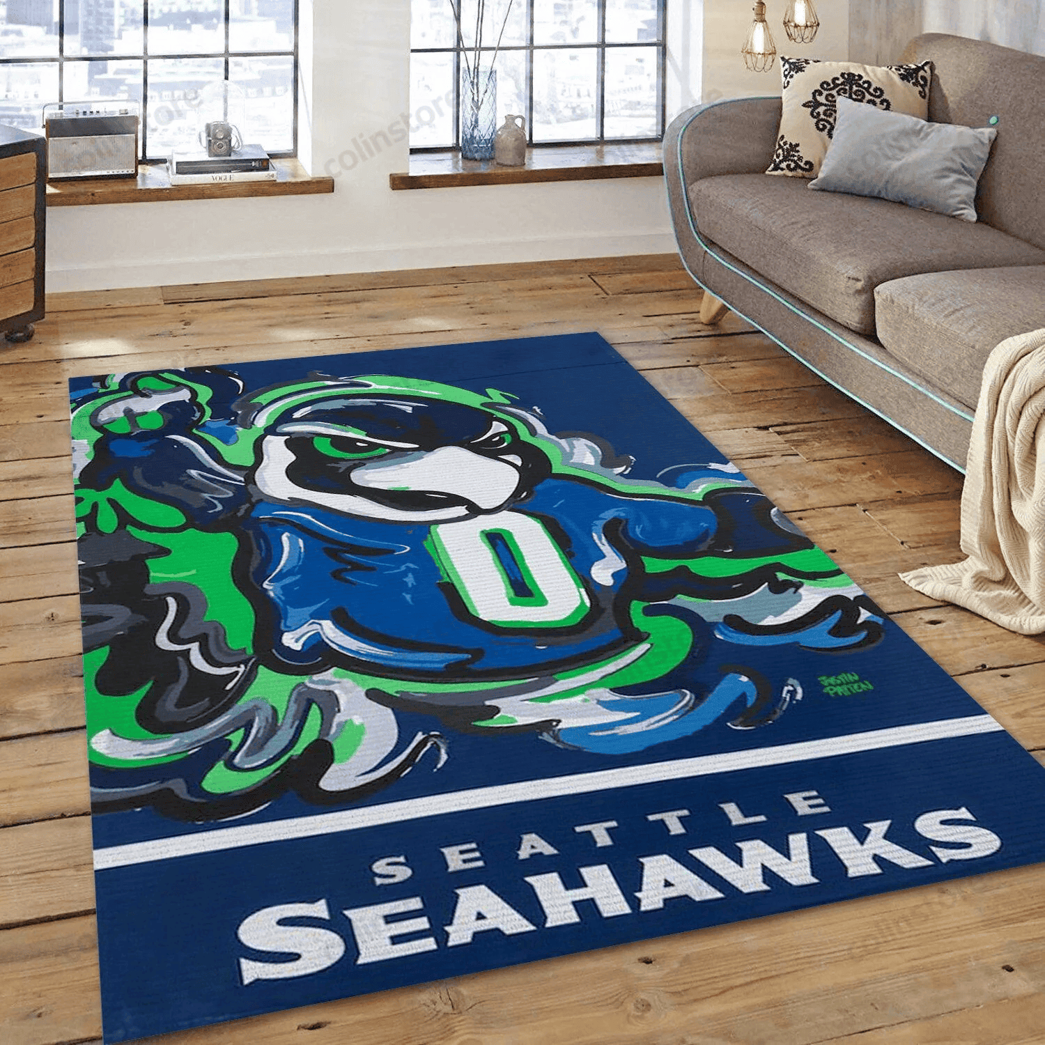 Seattle Seahawks 3D Rectangle Area Rug – Full Print Carpet For Living Room & Bedroom Home Decor