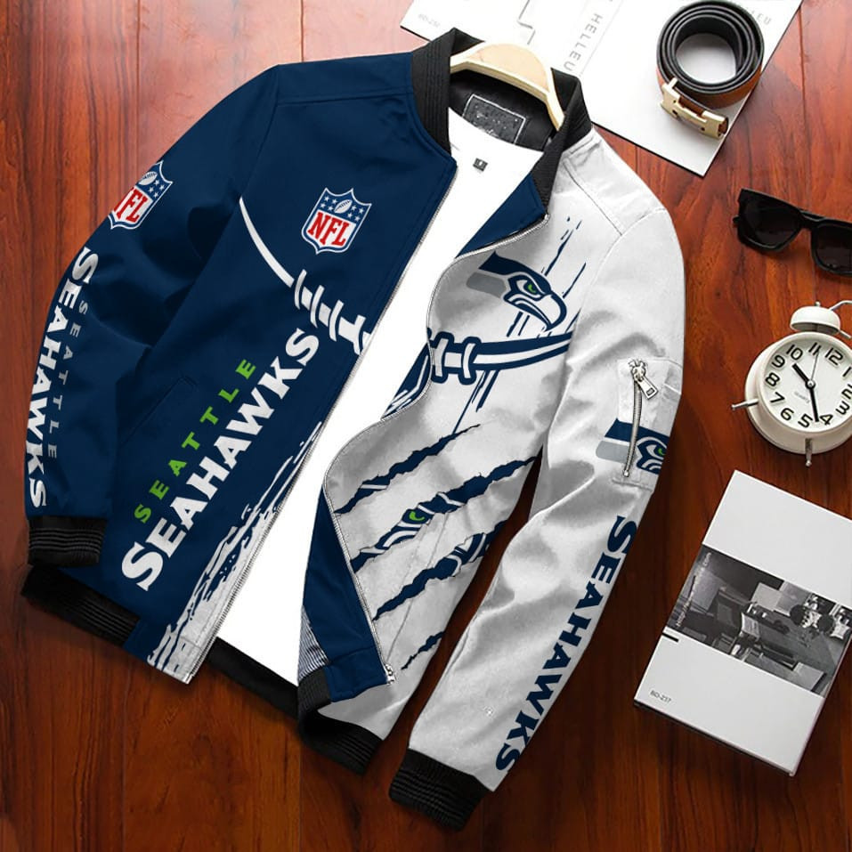 Seattle Seahawks Bomber Jacket | NFL Team Jacket for Men & Women | Football Fan Gift