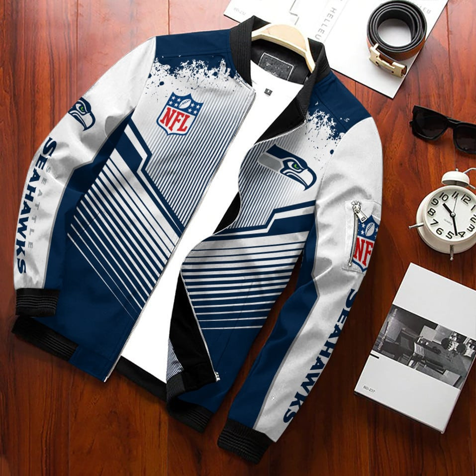 Seattle Seahawks Bomber Jacket | NFL Team Jacket for Men & Women | Football Fan Gift