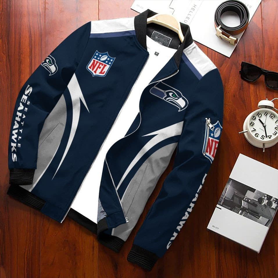 Seattle Seahawks Bomber Jacket | NFL Team Jacket for Men & Women | Football Fan Gift