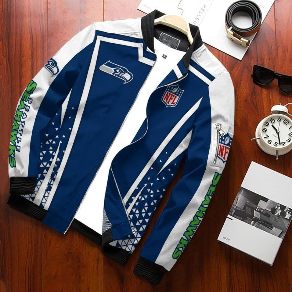 Seattle Seahawks Bomber Jacket | NFL Team Jacket for Men & Women | Football Fan Gift