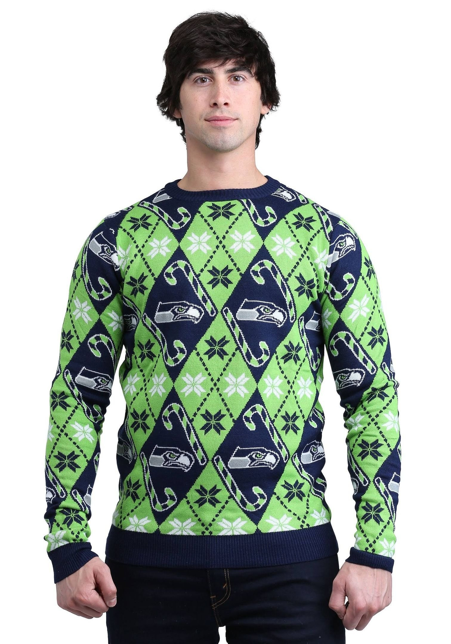 Seattle Seahawks Candy Cane Ugly Christmas Sweater, Perfect Holiday Gift