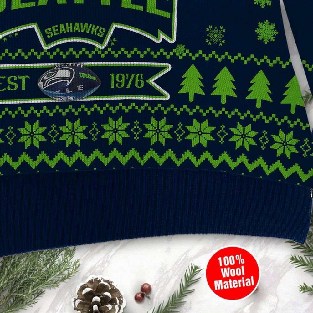 Seattle Seahawks Cute Baby Yoda Grogu Holiday Party Ugly Christmas Sweater Perfect Holiday Gift - Image 4