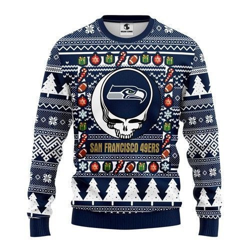 Seattle Seahawks Grateful Dead Ugly Christmas Sweater,