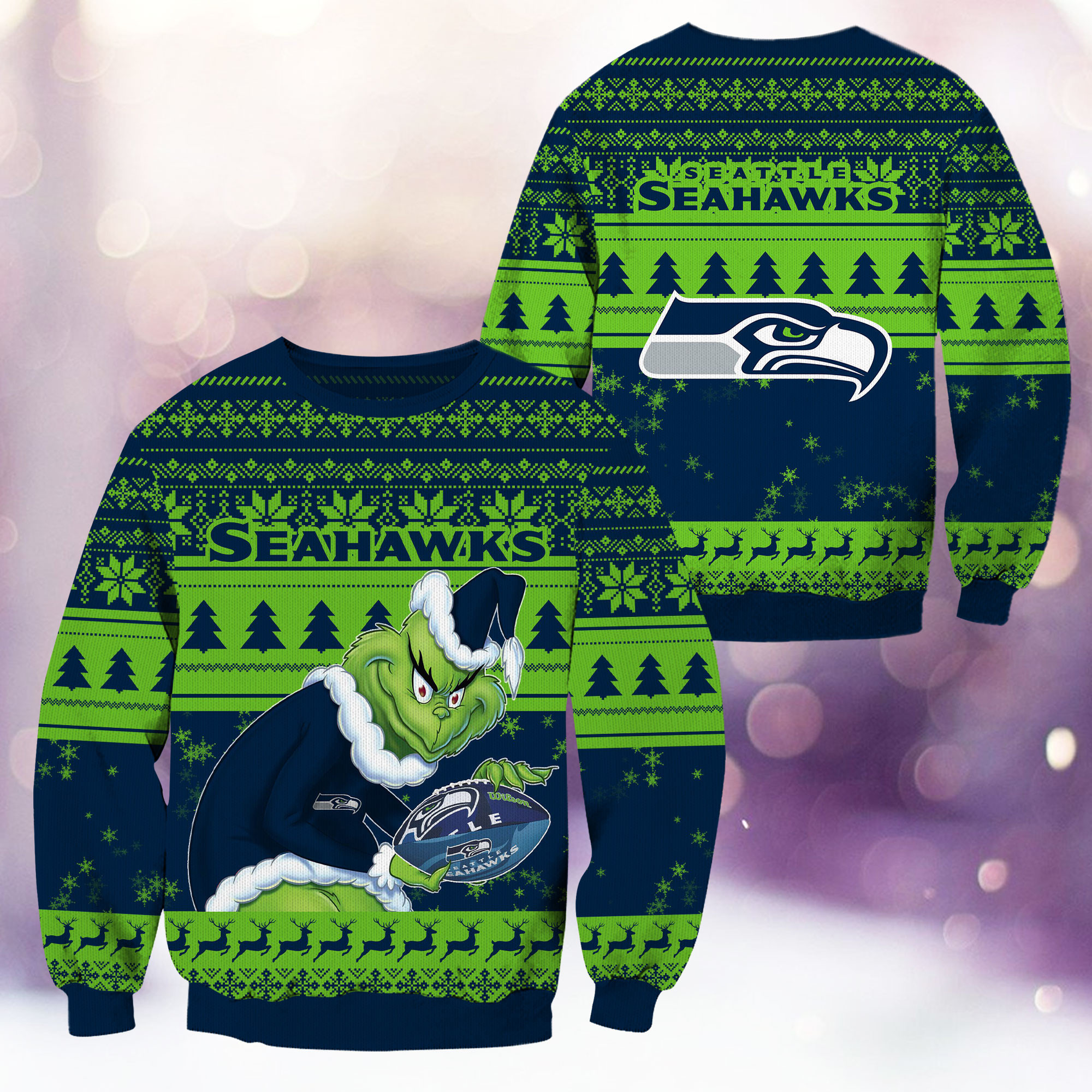 Seattle Seahawks Grinch Ugly Christmas Sweater