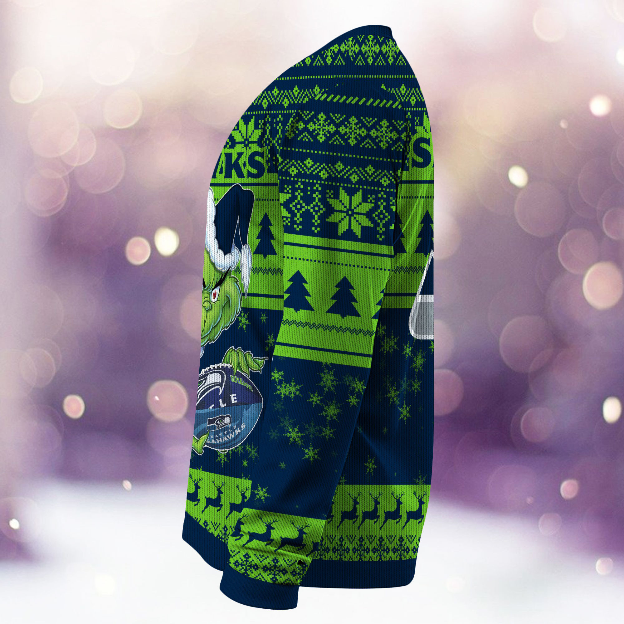 Seattle Seahawks Grinch Ugly Christmas Sweater - Image 4
