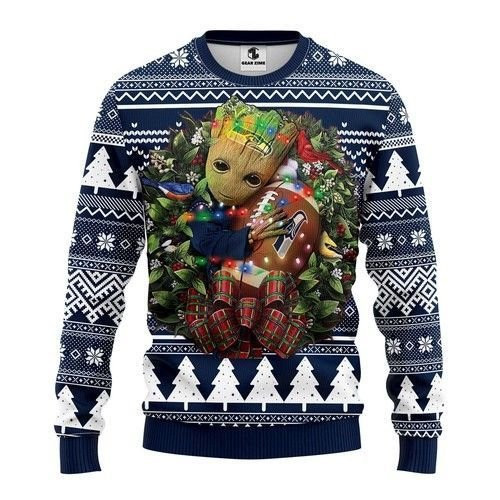 Seattle Seahawks Groot Hug Ugly Christmas Sweater, Perfect Holiday Gift