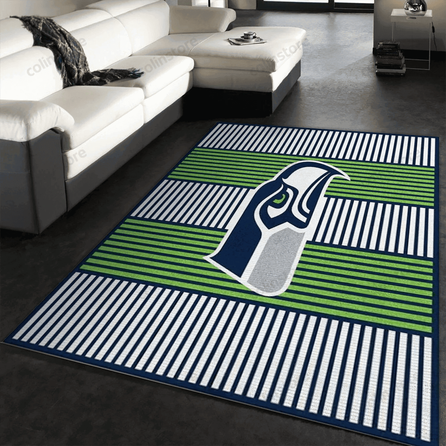 Seattle Seahawks Imperial Champion Rug Team Logos Rectangle Area Rug – Full Print Carpet For Living Room & Bedroom Home Decor