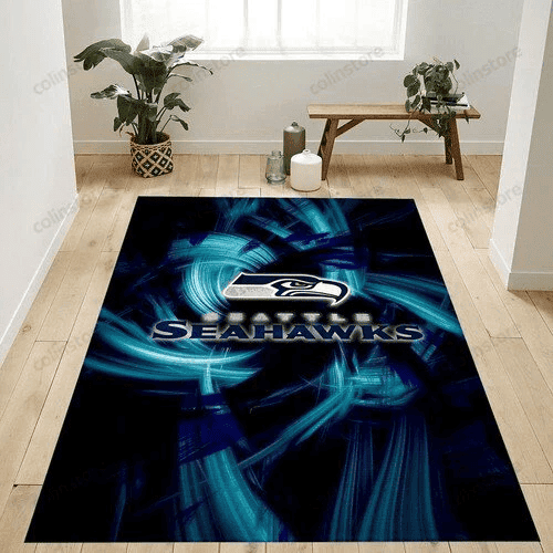 Seattle Seahawks Logo Rectangle Area Rug – Full Print Carpet For Living Room & Bedroom Home Decor