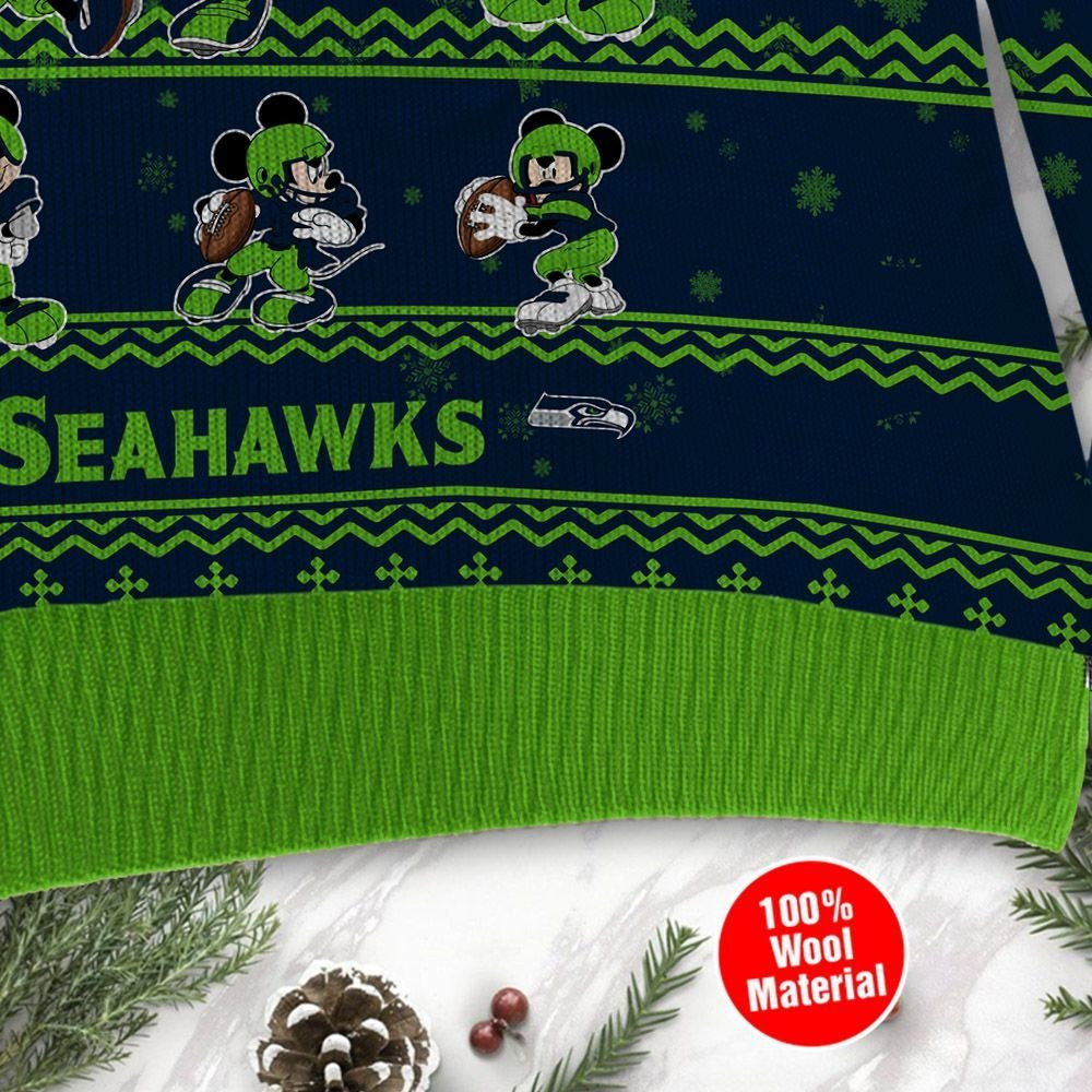 Seattle Seahawks Mickey Mouse Ugly Christmas Sweater Perfect Holiday Gift - Image 4
