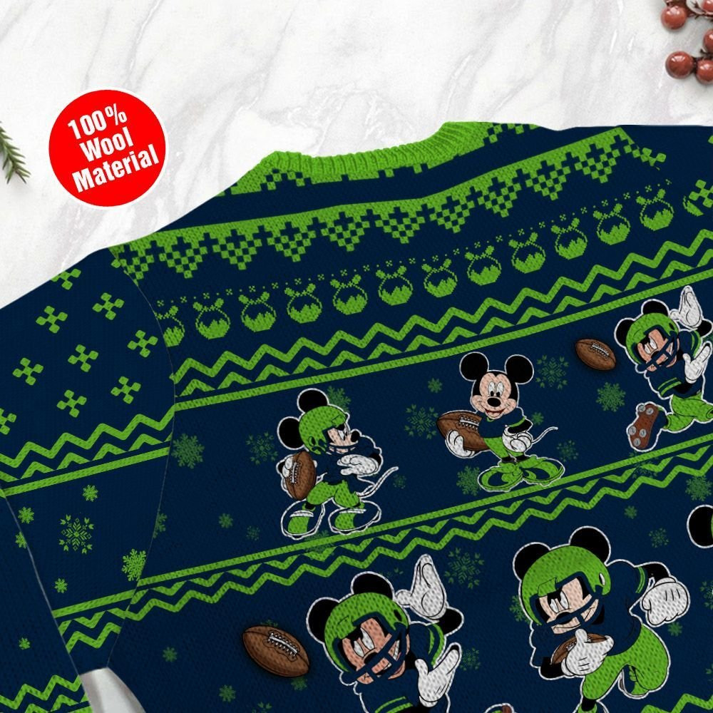 Seattle Seahawks Mickey Mouse Ugly Christmas Sweater Perfect Holiday Gift - Image 5